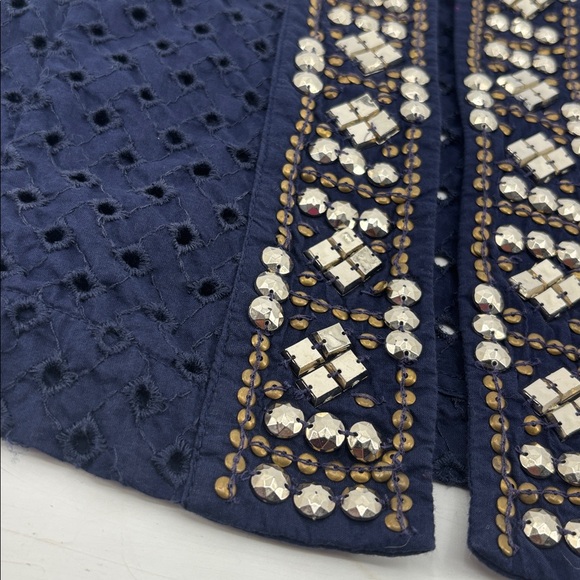 Chico’s Boho Eyelet Crochet Beaded Studded Sequins Coastal Open Cardigan Jacket - Picture 11 of 16